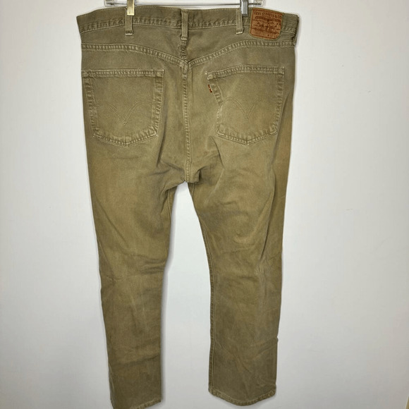 Levis 501 Men's Size 42x32 Y2K 90s Straight Leg Jeans Tan Button Fly Denim - Picture 5 of 6